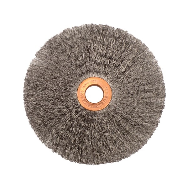 Weiler 4" Dia Crimped Wire Wheel, .006" Steel Fill, 1/2" Arbor Hole 99553 - main